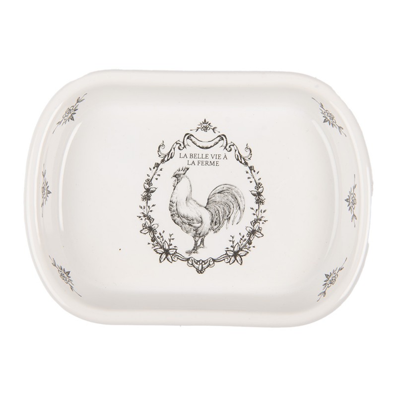 clayre & eef 6CE2006 Zeepbakje 13x10x3 cm Wit Keramiek Haan