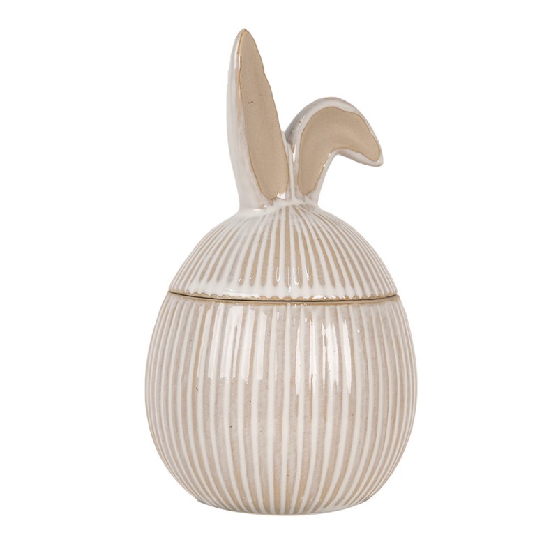 Clayre & Eef 6CE2012 Voorraadpot 12x12x21 Cm Wit Keramiek