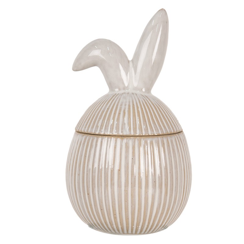 Clayre & Eef 6CE2012 Voorraadpot 12x12x21 Cm Wit Keramiek