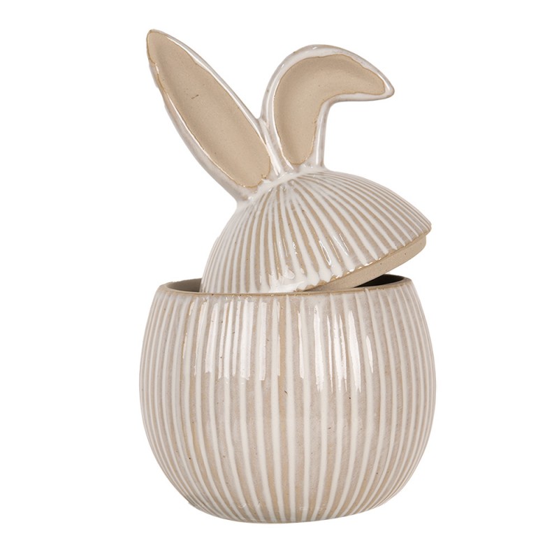 Clayre & Eef 6CE2012 Voorraadpot 12x12x21 Cm Wit Keramiek