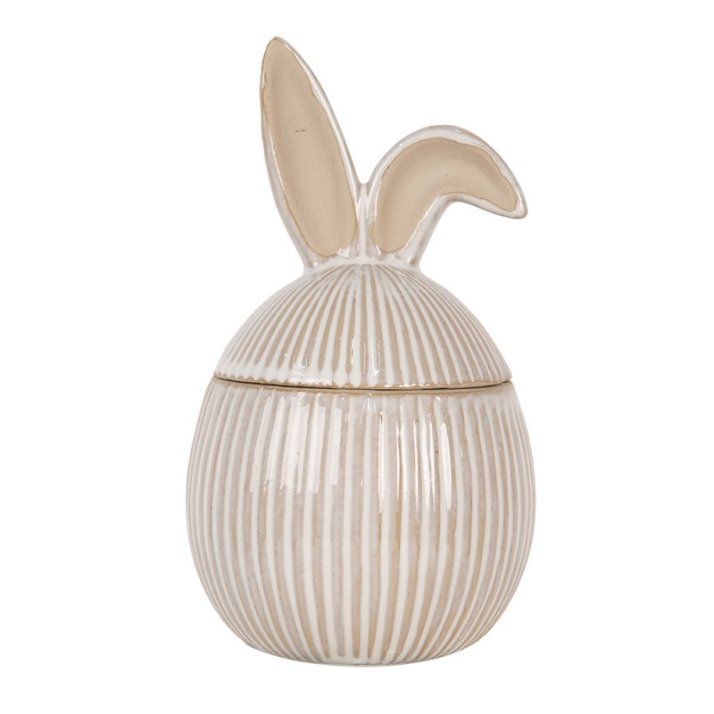 clayre & eef 6CE2012 Voorraadpot 12x12x21 cm Wit Keramiek