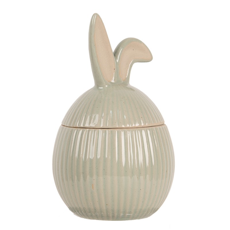 Clayre & Eef 6CE2013 Voorraadpot 10x10x16 Cm Groen Keramiek