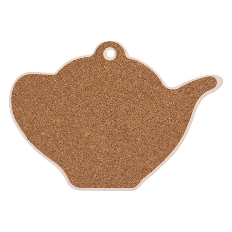 Clayre & Eef 6CE2055 Onderzetters Pannen Theepot 24x17 Cm Blauw Keramiek