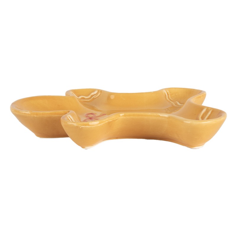 Clayre & Eef 6CE2134 Decoratie Schaal Gingerbread Man 14x16x2 Cm Bruin Keramiek