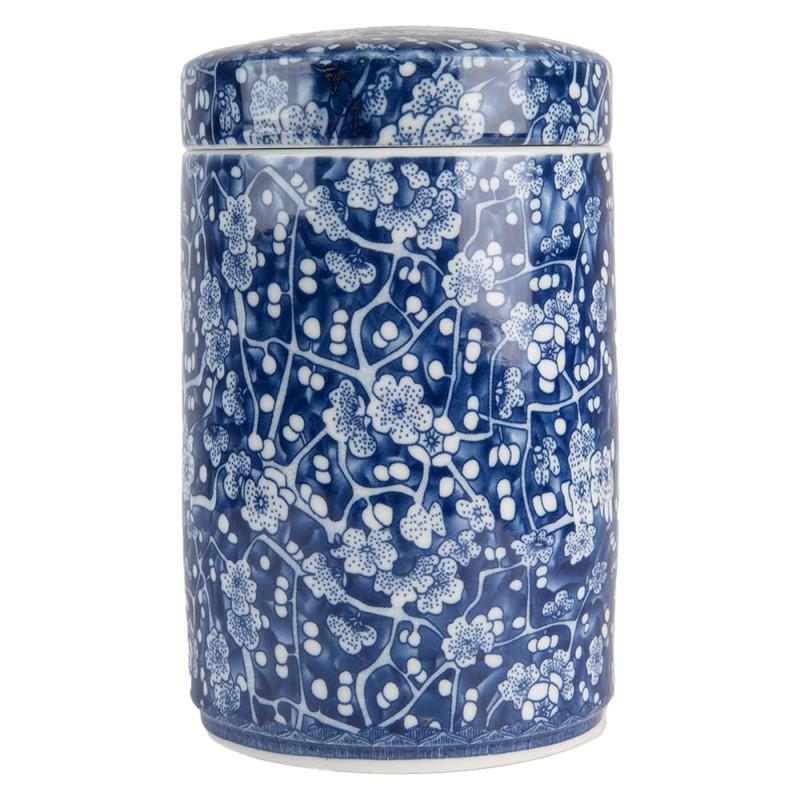 clayre & eef 6CE2139 Vaas met Deksel Ø 9x14 cm Blauw Keramiek