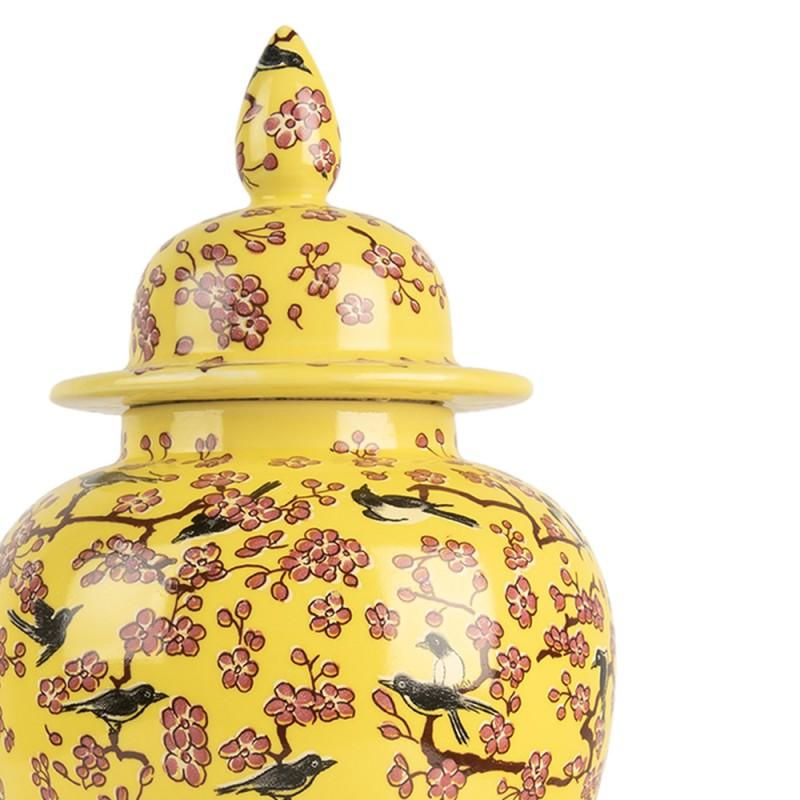 Clayre & Eef 6CE2140 Vaas Met Deksel Ø 11x22 Cm Geel Keramiek