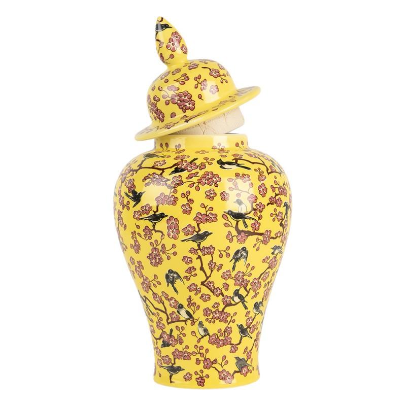 Clayre & Eef 6CE2140 Vaas Met Deksel Ø 11x22 Cm Geel Keramiek