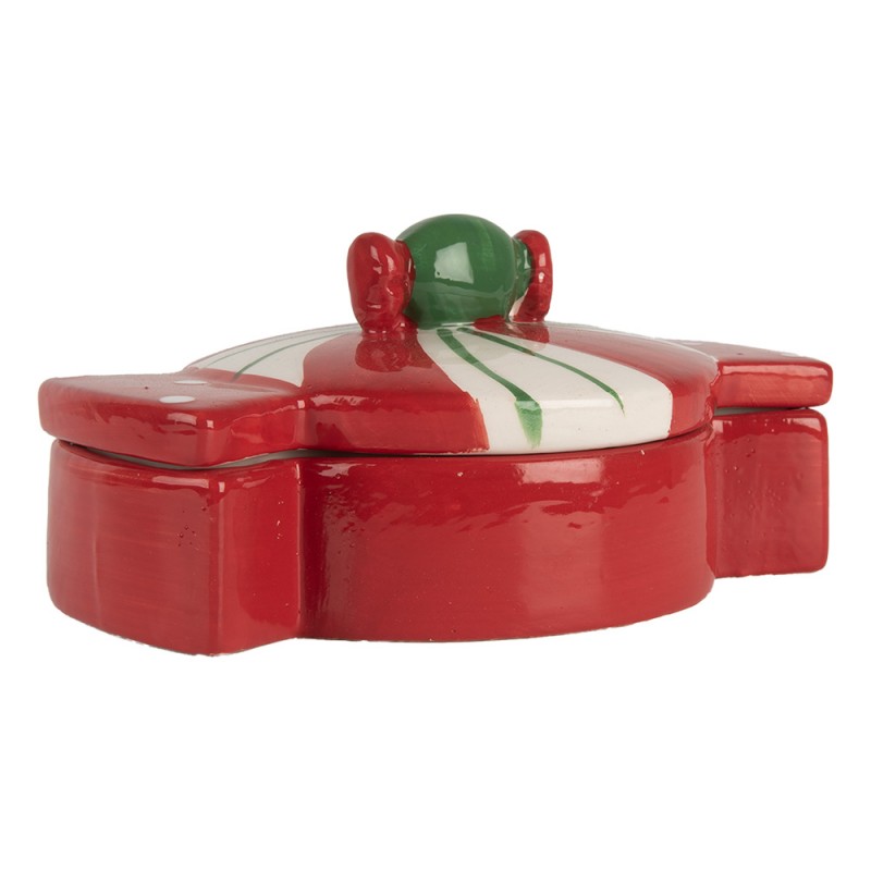Clayre & Eef 6CE2148 Voorraadpot 14x10x8 Cm Rood Wit Keramiek