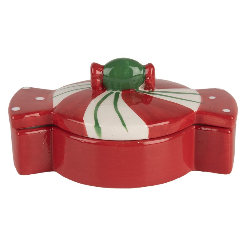 Clayre & Eef 6CE2148 Voorraadpot 14x10x8 Cm Rood Wit Keramiek