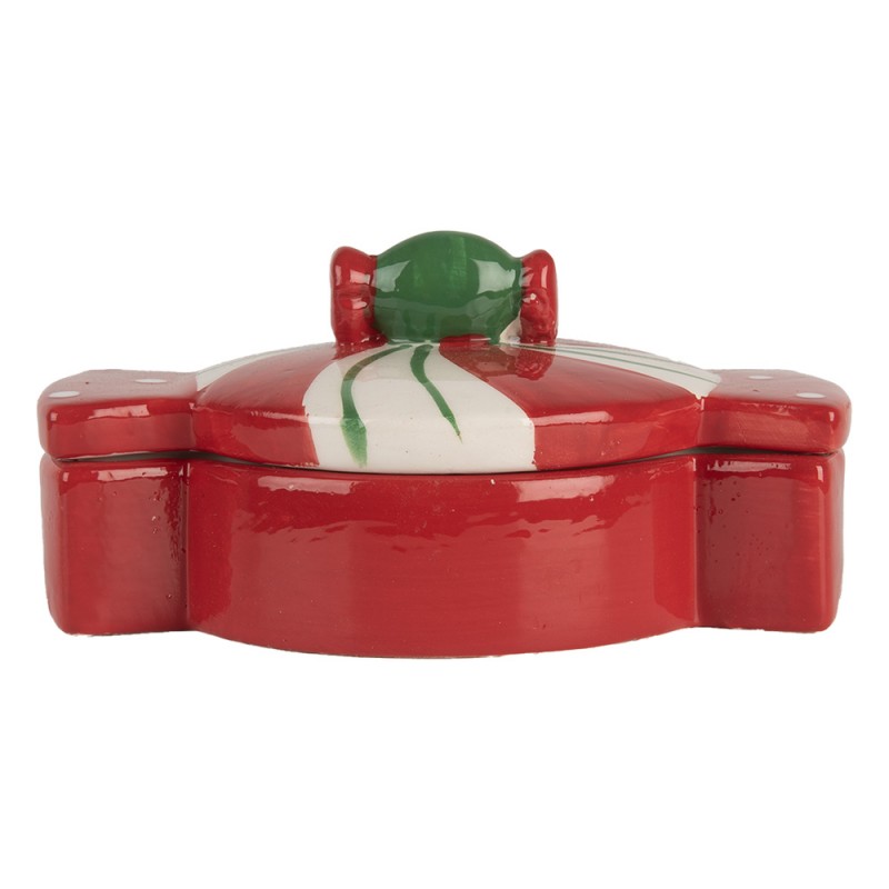 clayre & eef 6CE2148 Voorraadpot 14x10x8 cm Rood Wit Keramiek
