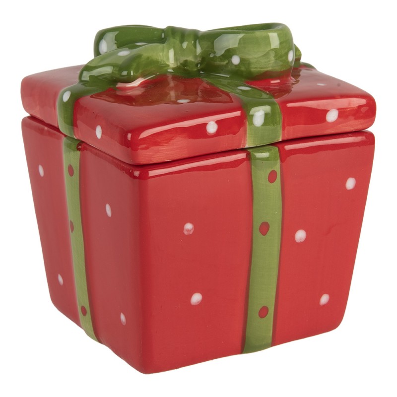 Clayre & Eef 6CE2149 Voorraadpot Cadeau 9x9x11 Cm Rood Keramiek