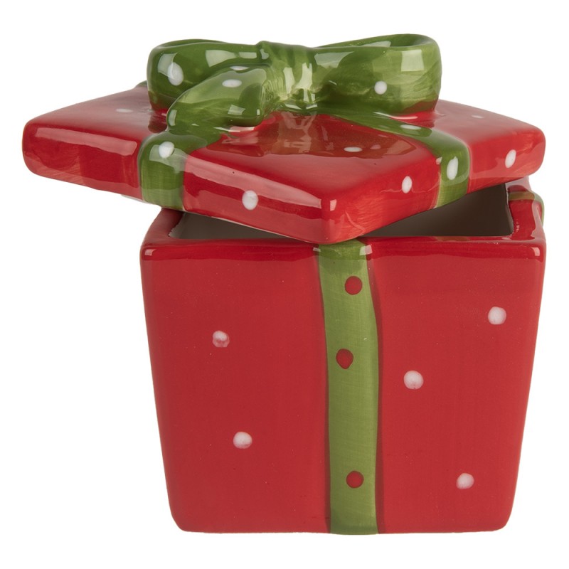 Clayre & Eef 6CE2149 Voorraadpot Cadeau 9x9x11 Cm Rood Keramiek