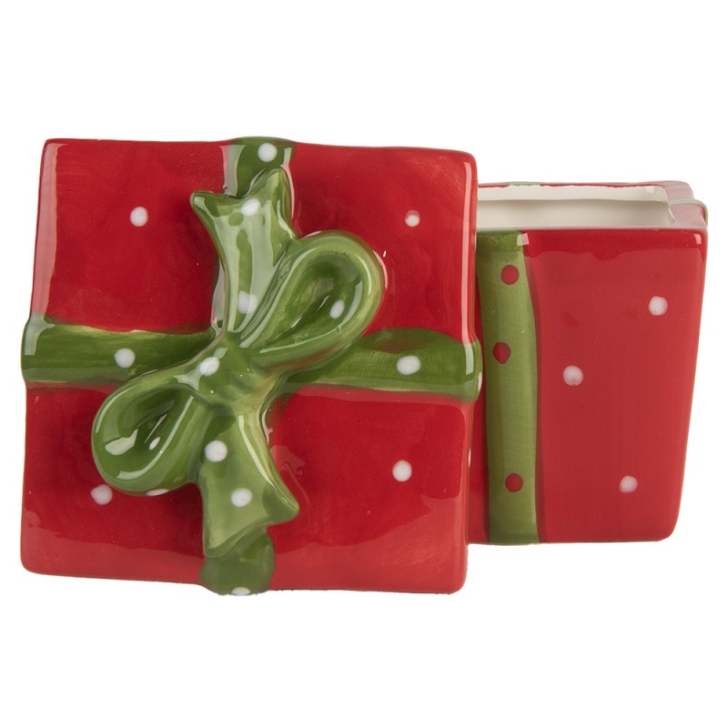 Clayre & Eef 6CE2149 Voorraadpot Cadeau 9x9x11 Cm Rood Keramiek
