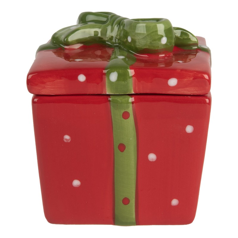clayre & eef 6CE2149 Voorraadpot Cadeau 9x9x11 cm Rood Keramiek