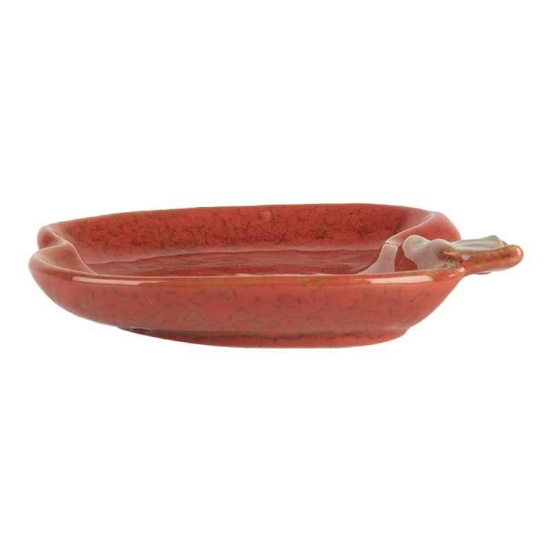 Clayre & Eef 6CE2153 Decoratie Schaal Appel 13x13x2 Cm Rood Keramiek