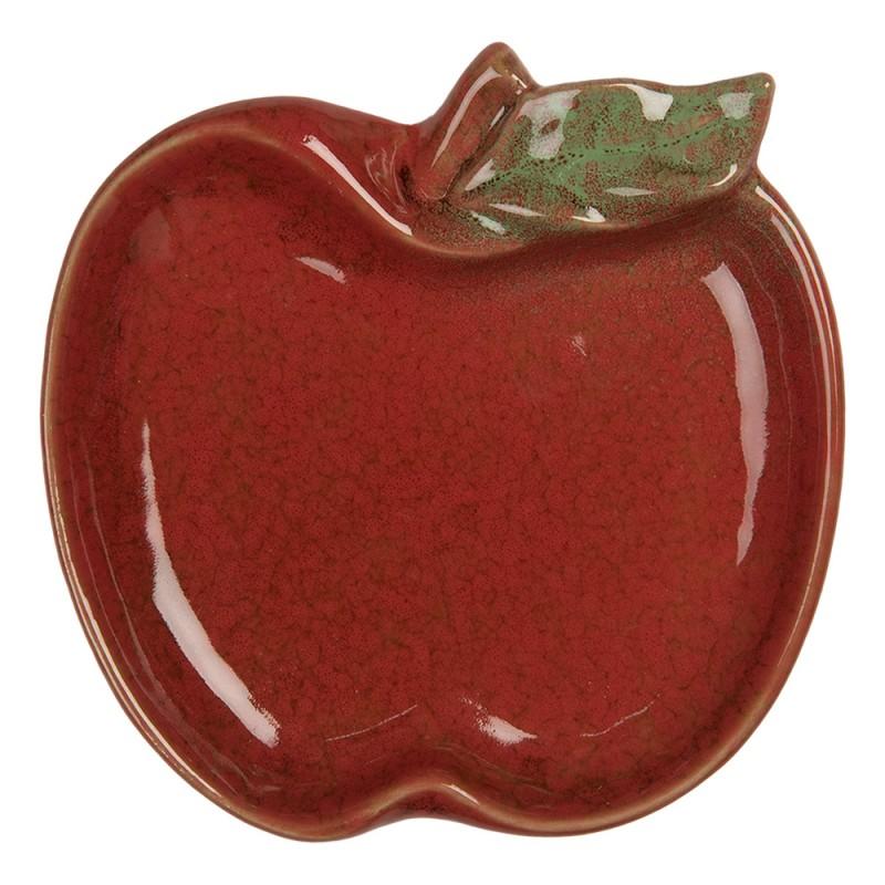 clayre & eef 6CE2153 Decoratie schaal Appel 13x13x2 cm Rood Keramiek