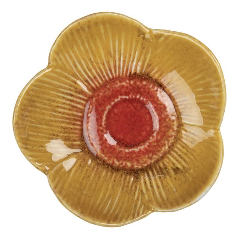 clayre & eef 6CE2156 Decoratie schaal Bloem Ø 14x3 cm Geel Keramiek
