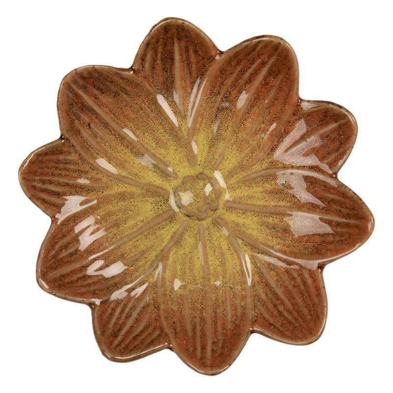 clayre & eef 6CE2157 Decoratie schaal Bloem Ø 14x3 cm Oranje Keramiek