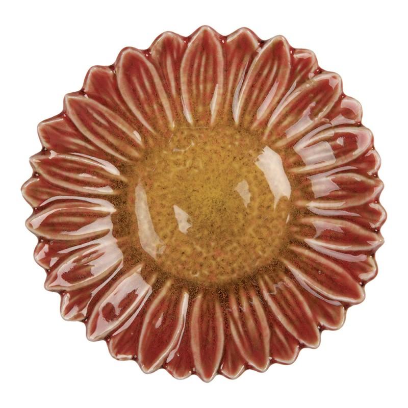 clayre & eef 6CE2158 Decoratie schaal Bloem Ø 14x3 cm Rood Geel Keramiek