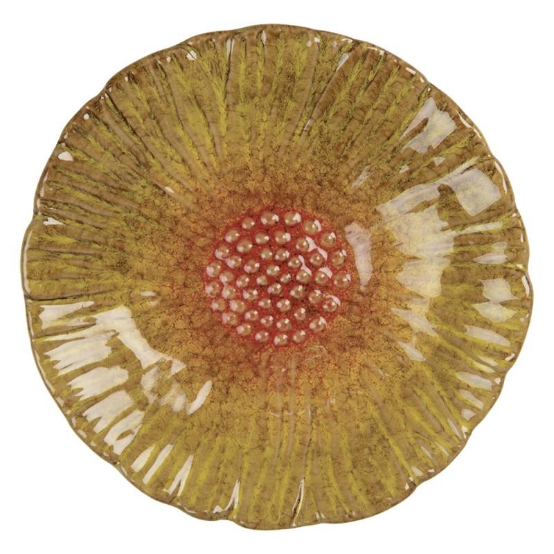 clayre & eef 6CE2161 Decoratie schaal Bloem Ø 14x3 cm Geel Keramiek