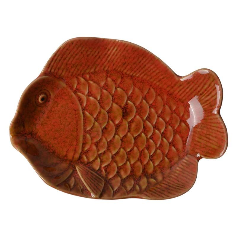 clayre & eef 6CE2162 Decoratie schaal Vis 16x11x3 cm Oranje Keramiek