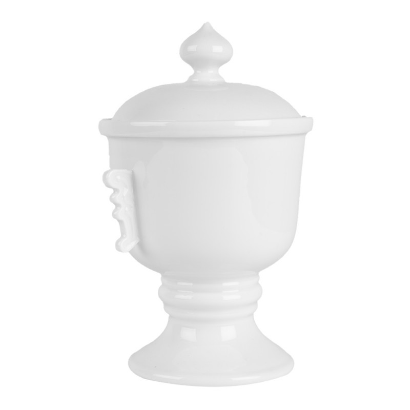 Clayre & Eef 6CE2170 Voorraadpot Ø 12x17 Cm Wit Keramiek