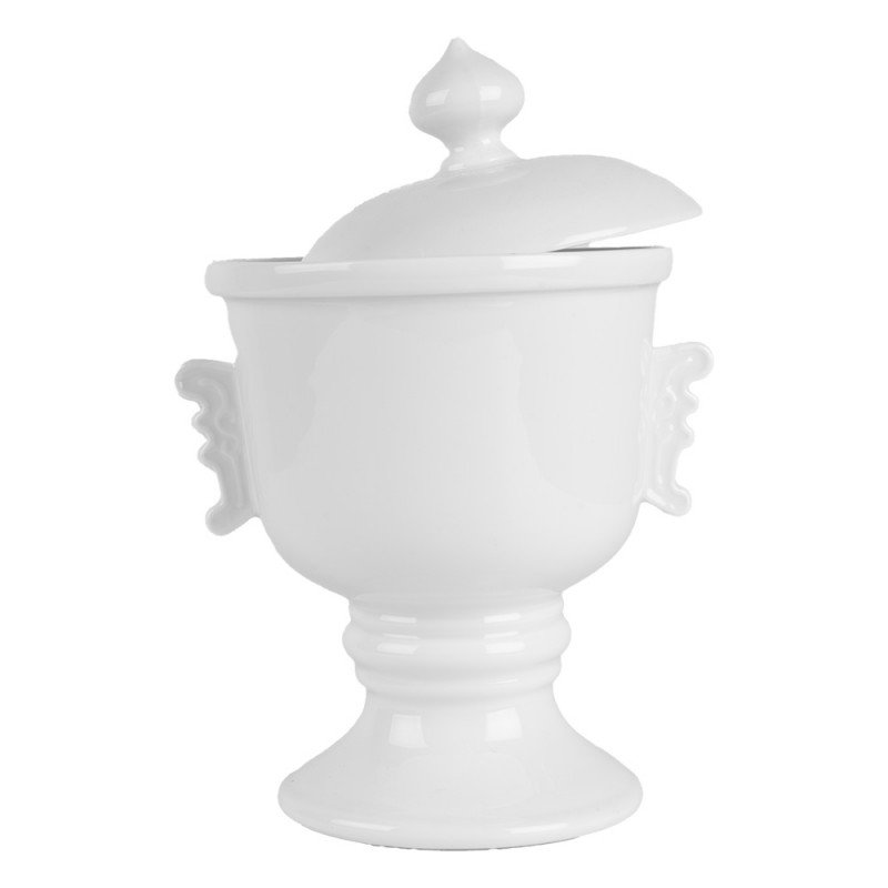 Clayre & Eef 6CE2170 Voorraadpot Ø 12x17 Cm Wit Keramiek