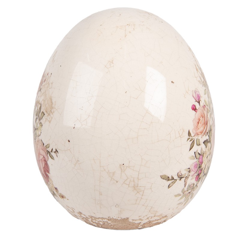 Clayre & Eef 6CE2207L Decoratie Ei Ø 14x16 Cm Beige Keramiek