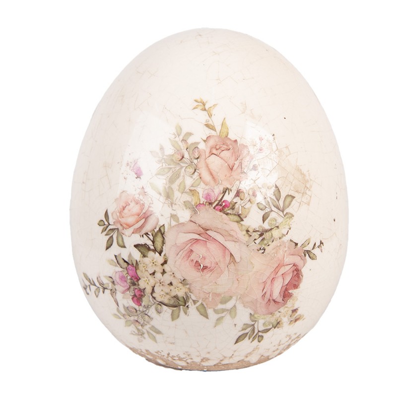 clayre & eef 6CE2207L Decoratie Ei Ø 14x16 cm Beige Keramiek