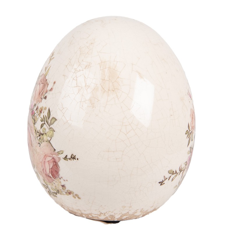 Clayre & Eef 6CE2207M Decoratie Ei Ø 10x12 Cm Beige Keramiek