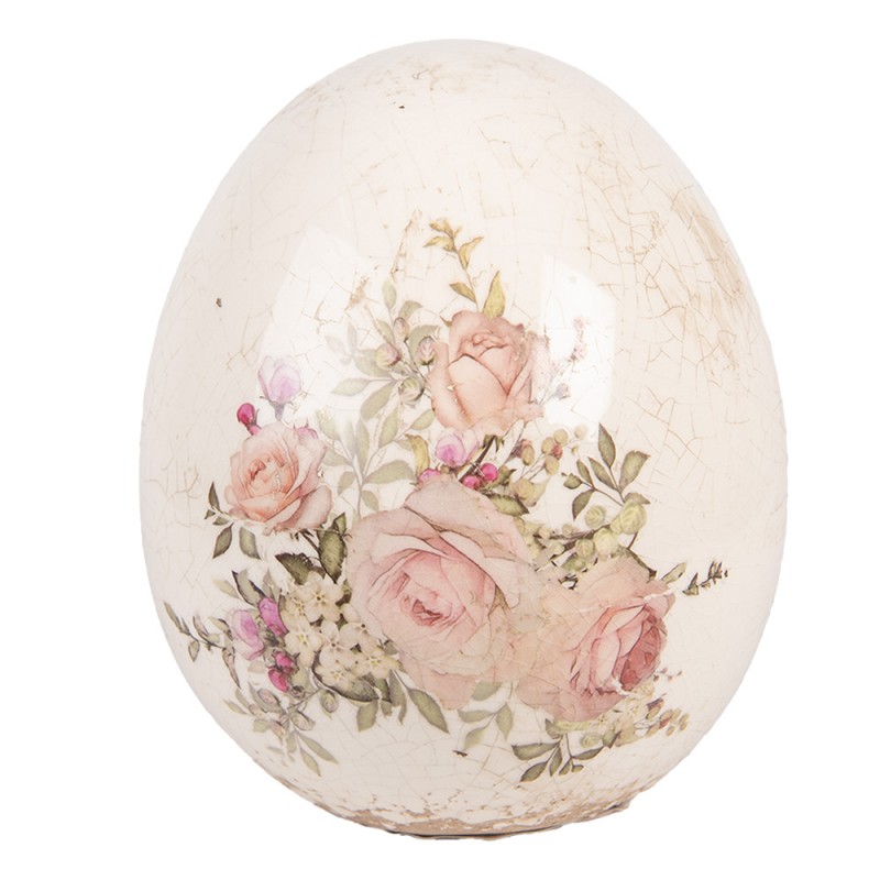 clayre & eef 6CE2207M Decoratie Ei Ø 10x12 cm Beige Keramiek