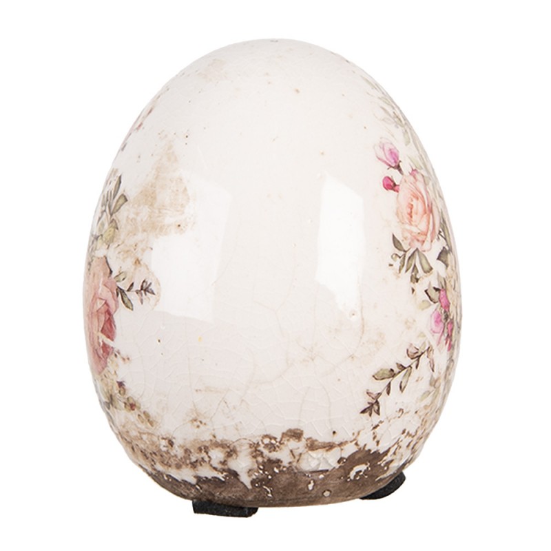 Clayre & Eef 6CE2207S Decoratie Ei Ø 7x9 Cm Beige Keramiek