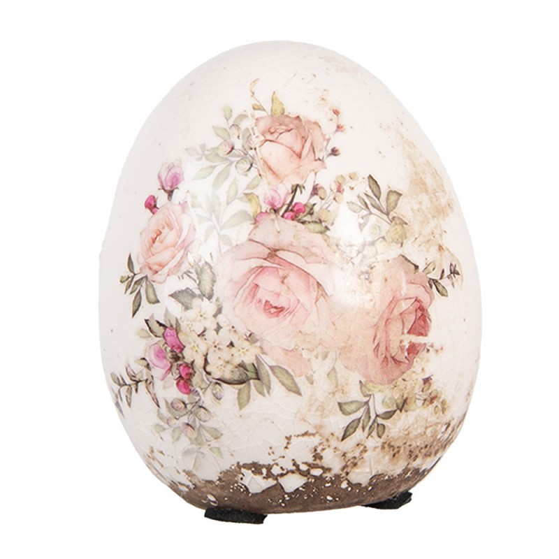 clayre & eef 6CE2207S Decoratie Ei Ø 7x9 cm Beige Keramiek