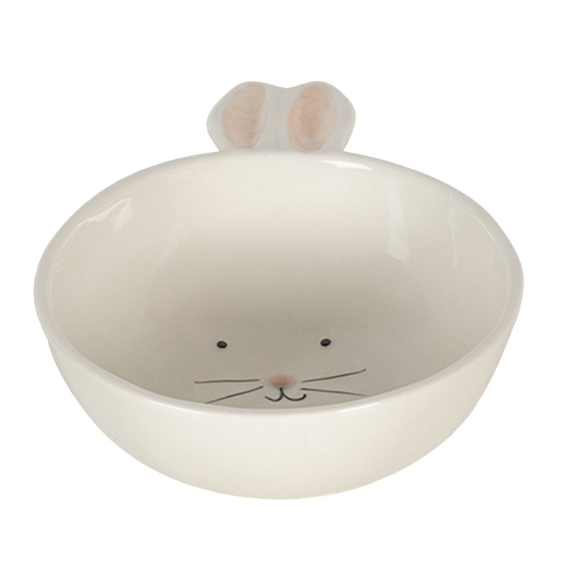 Clayre & Eef 6CEBO0054 Soepbord 11x27x3 Cm Beige Keramiek Konijn Rond Soepkom