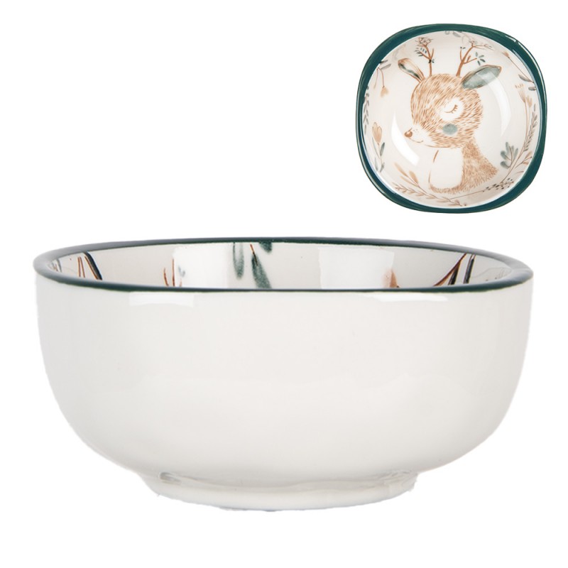 clayre & eef 6CEBO0071 Kom 125 ml Beige Bruin Keramiek Hert