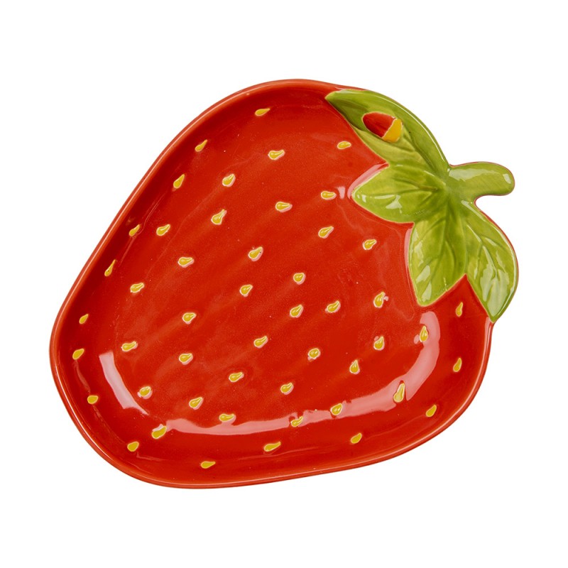 clayre & eef 6CEBO0085L Schaal Aardbeien 23x18x3 cm Rood Keramiek