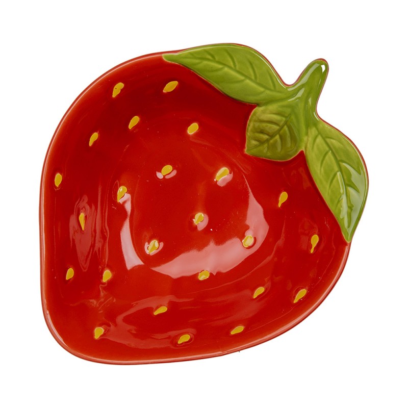 Clayre & Eef 6CEBO0085M Kom Aardbeien 275 Ml Rood Keramiek