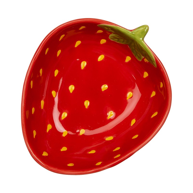 Clayre & Eef 6CEBO0085S Kom Aardbeien 100 Ml Rood Keramiek