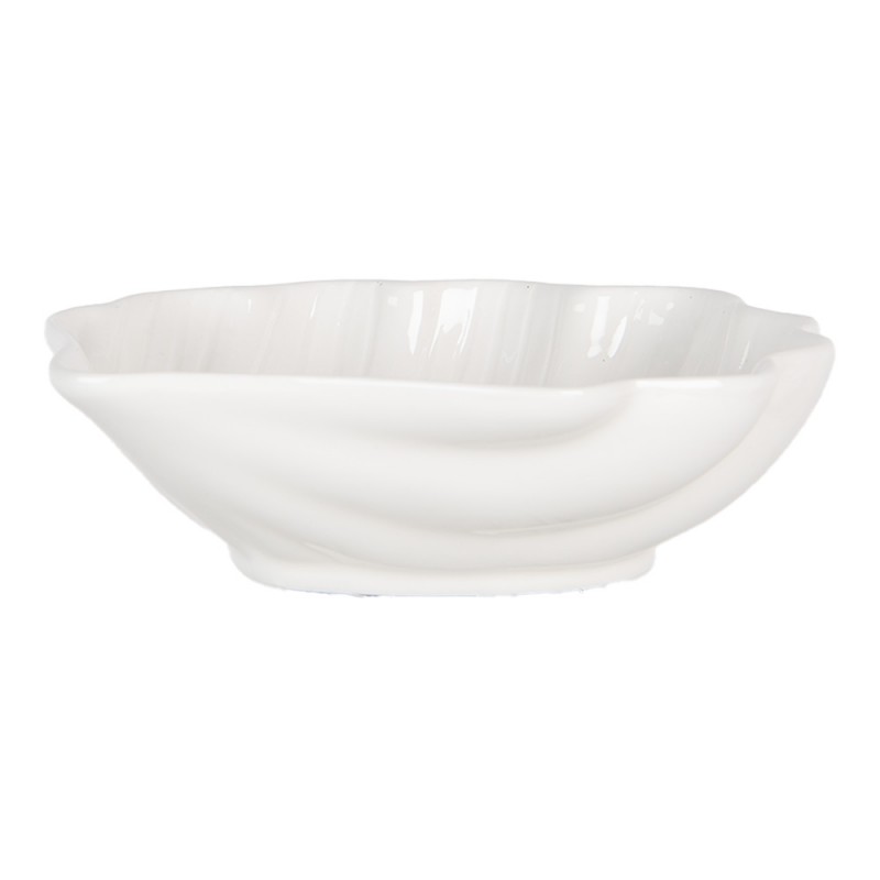 Clayre & Eef 6CEBO0175 Kom Schelp 16x15x4 Cm Wit Keramiek