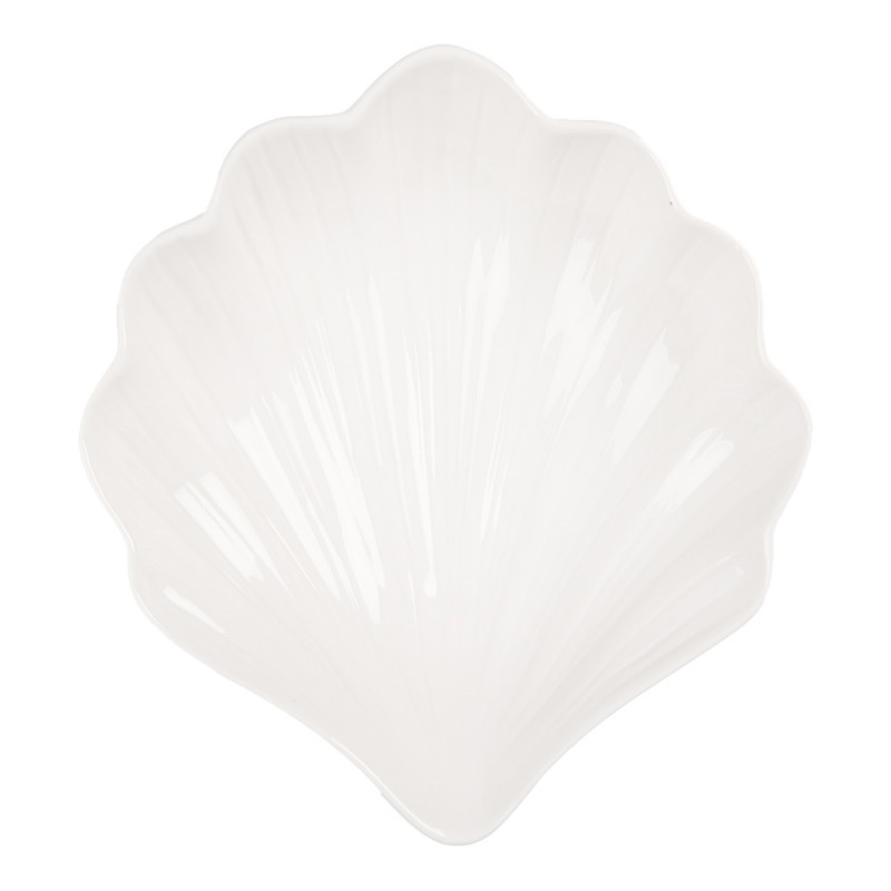Clayre & Eef 6CEBO0175 Kom Schelp 16x15x4 Cm Wit Keramiek