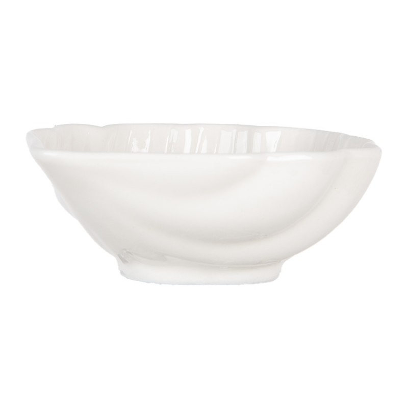Clayre & Eef 6CEBO0176 Kom Schelp 12x10x4 Cm Wit Keramiek