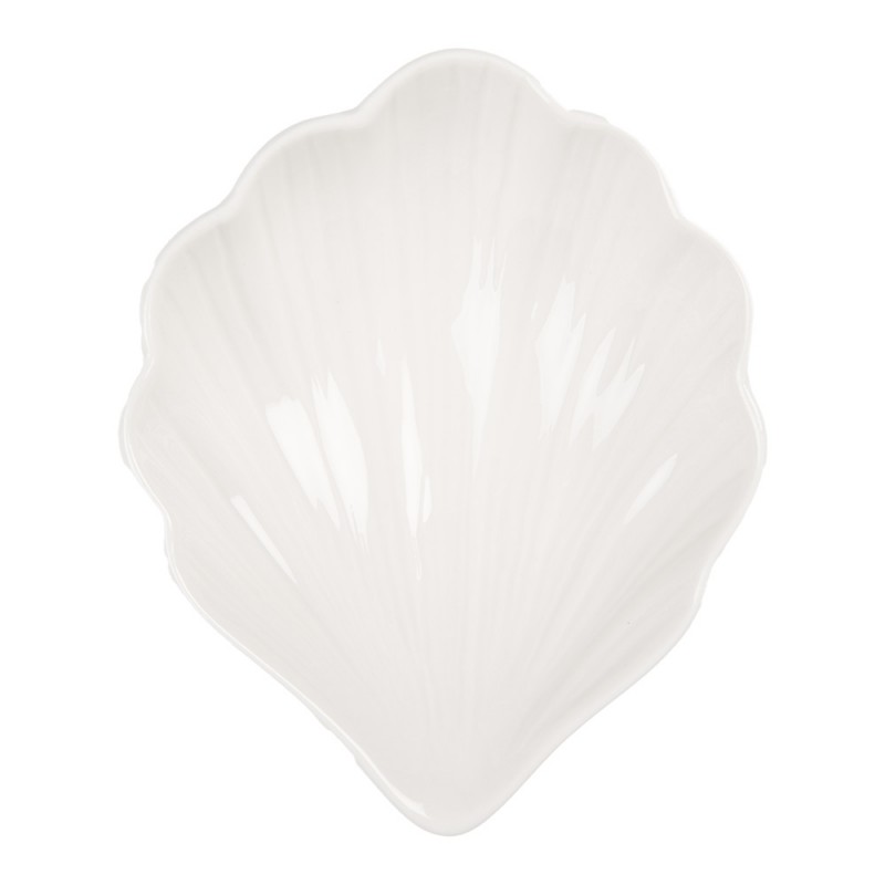 Clayre & Eef 6CEBO0176 Kom Schelp 12x10x4 Cm Wit Keramiek