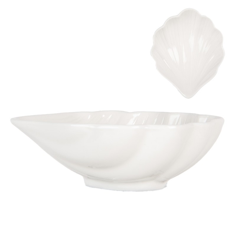 clayre & eef 6CEBO0176 Kom Schelp 12x10x4 cm Wit Keramiek