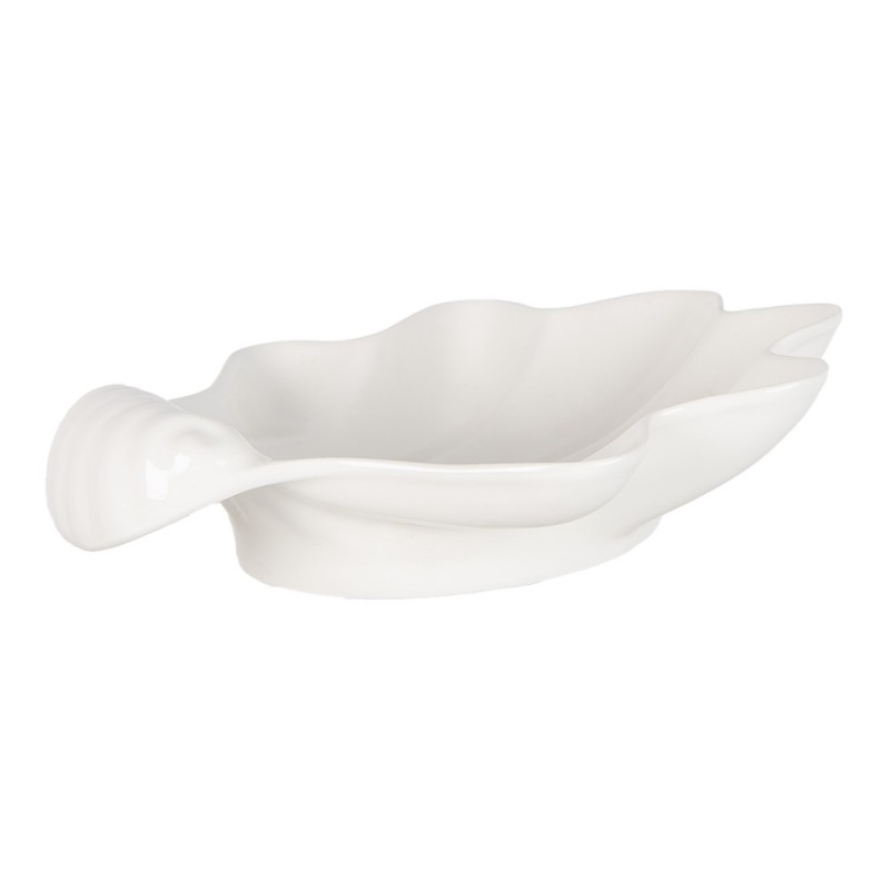 Clayre & Eef 6CEBO0177 Kom Schelp 23x22x6 Cm Wit Keramiek