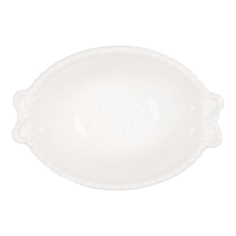 Clayre & Eef 6CEBO0200S Kom 25 Ml Wit Keramiek Vlinders