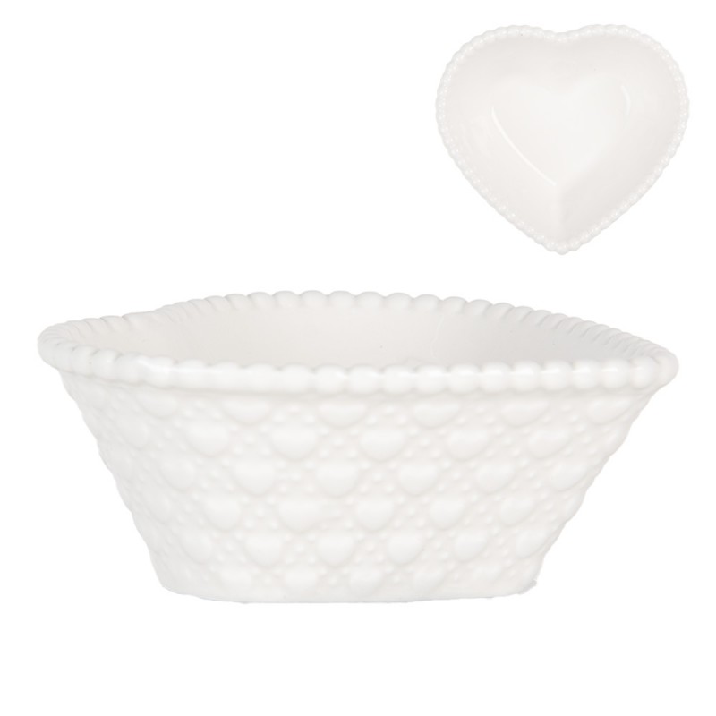 clayre & eef 6CEBO0203M Kom 75 ml Wit Keramiek Hartvormig