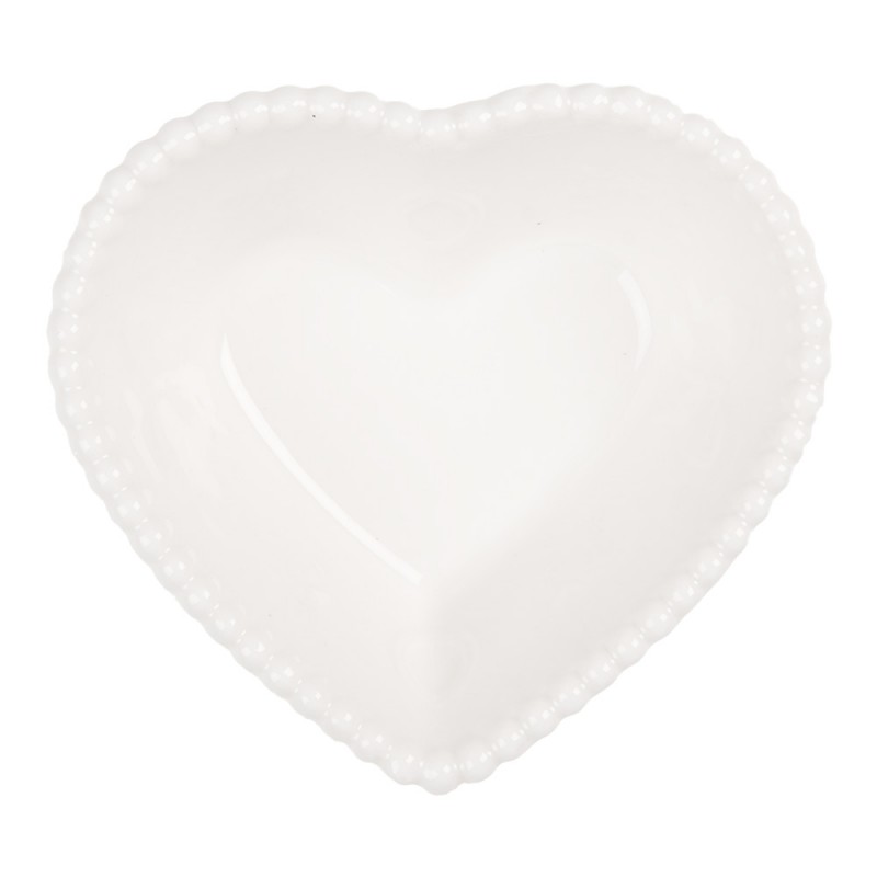 Clayre & Eef 6CEBO0203S Kom 25 Ml Wit Keramiek Hartvormig