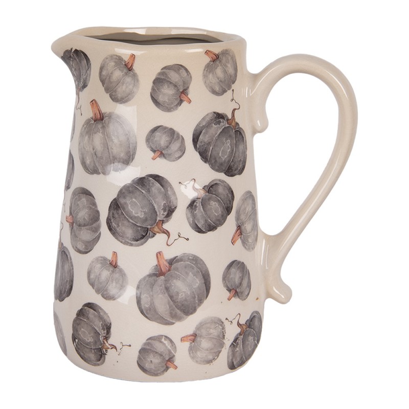 clayre & eef 6CECSP0002L Decoratie Kan 21x15x23 cm Beige Grijs Keramiek Pompoen