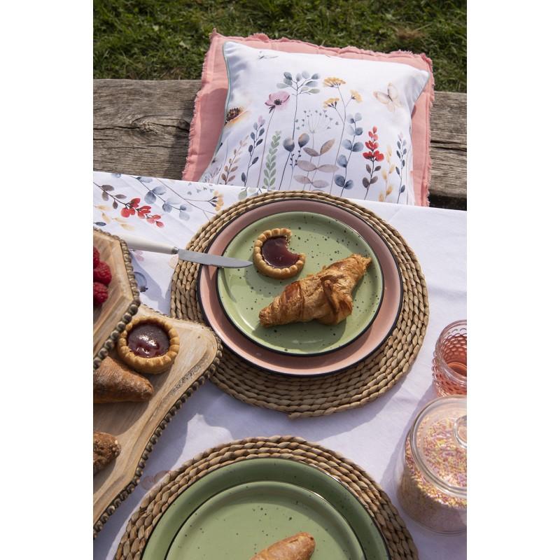 Clayre & Eef 6CEFP0052GR Dinerbord Ø 27 Cm Groen Keramiek Rond Eetbord