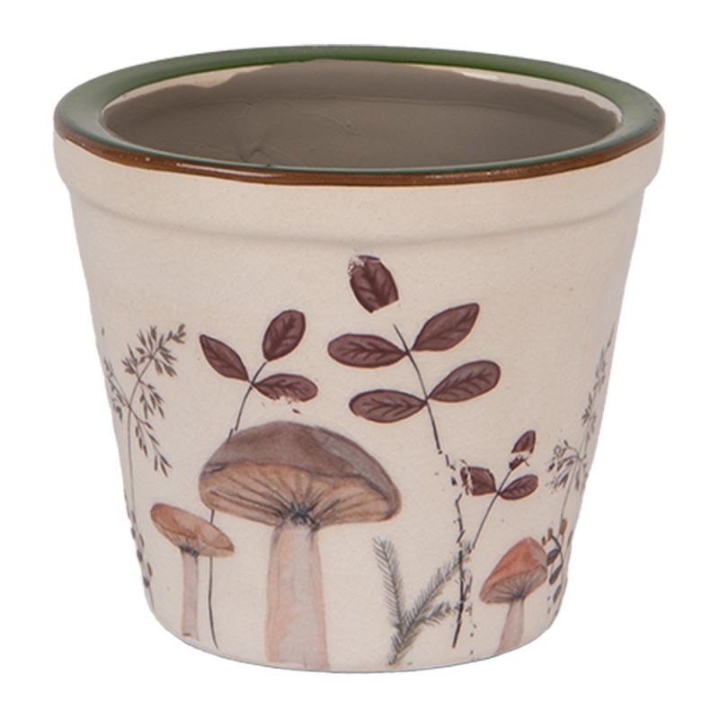 clayre & eef 6CELFJ0001XS Bloempot Ø 8x7 cm Beige Keramiek Paddenstoelen
